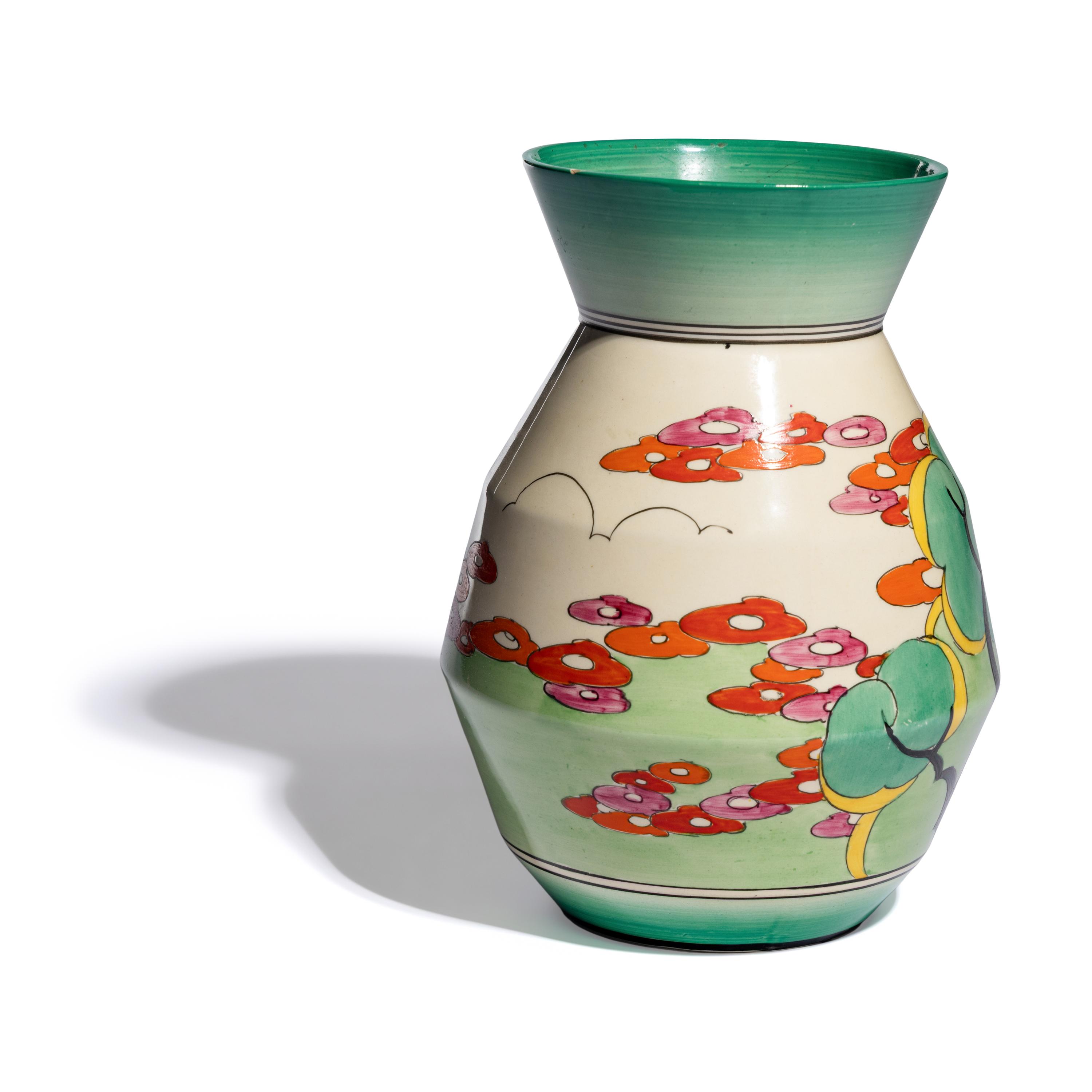 Clarice Cliff (English, 1899-1972) — Green Erin pattern vase