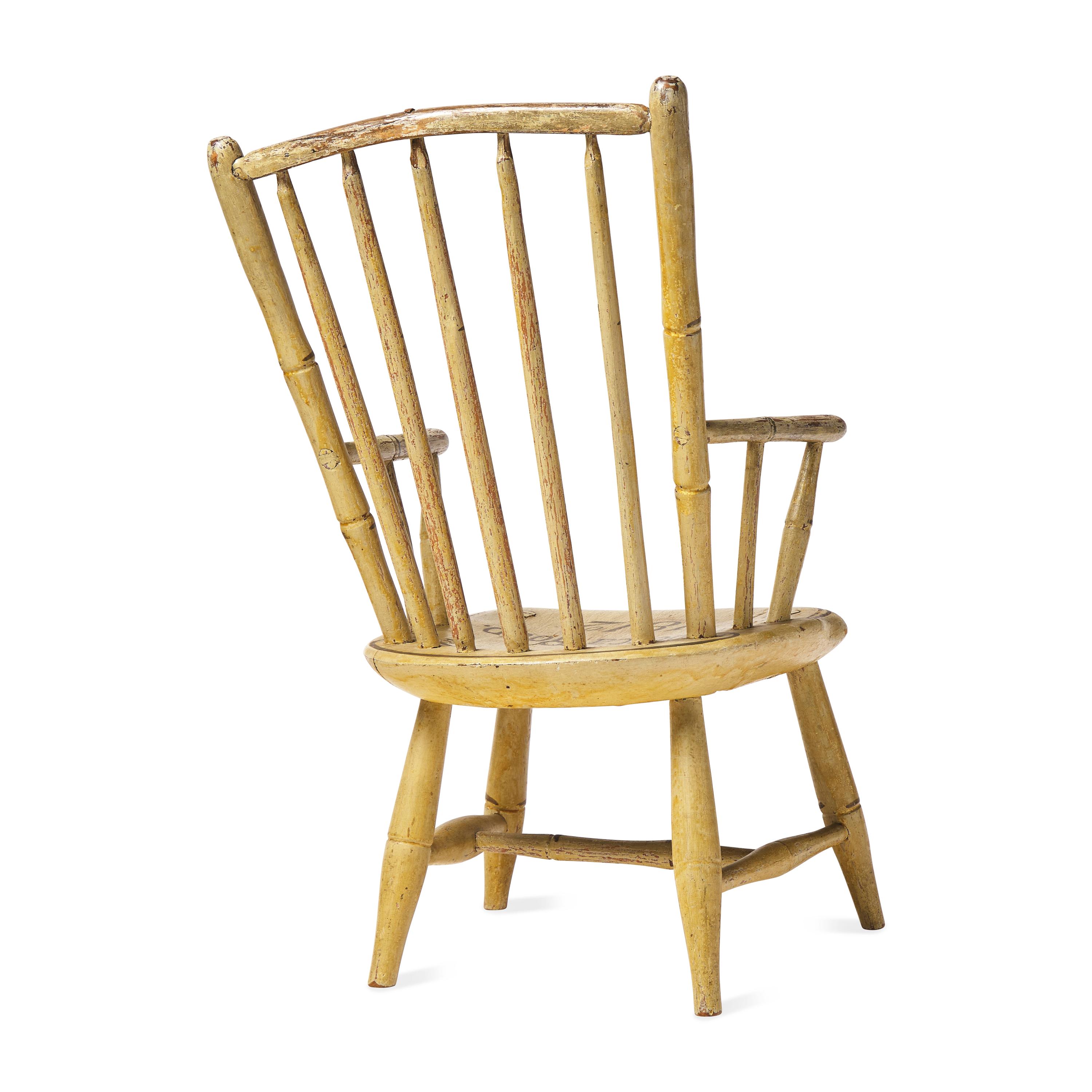 A Painted and Stencil-Decorated Child's Windsor Armchair