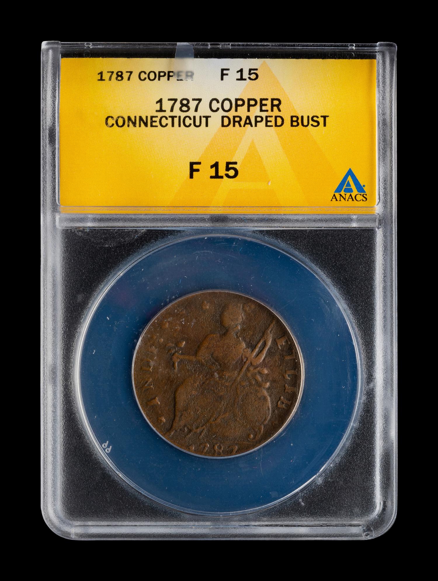 [COLONIAL] A 1787 Connecticut Copper Draped Bust: Left (ANACS F15)