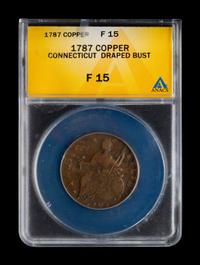[COLONIAL] A 1787 Connecticut Copper Draped Bust: Left (ANACS F15)