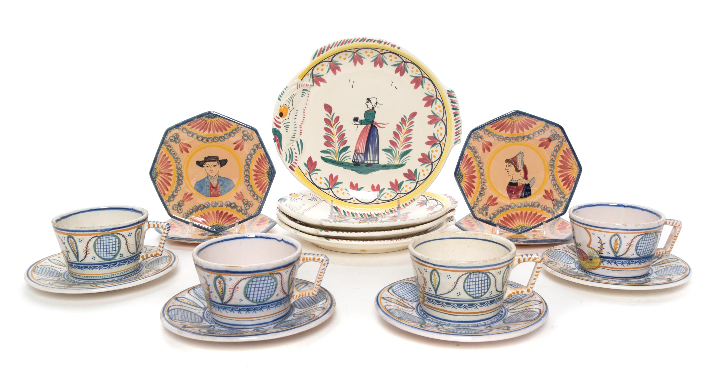 A Collection of Quimper Pottery Articles Length of fish plate 10 1/4 inches.