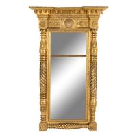 A Federal Shell-Decorated Giltwood and Gesso Pier Glass