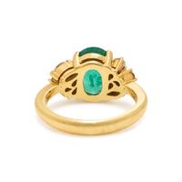 Emerald, Diamond, and Yellow Gold Ring
