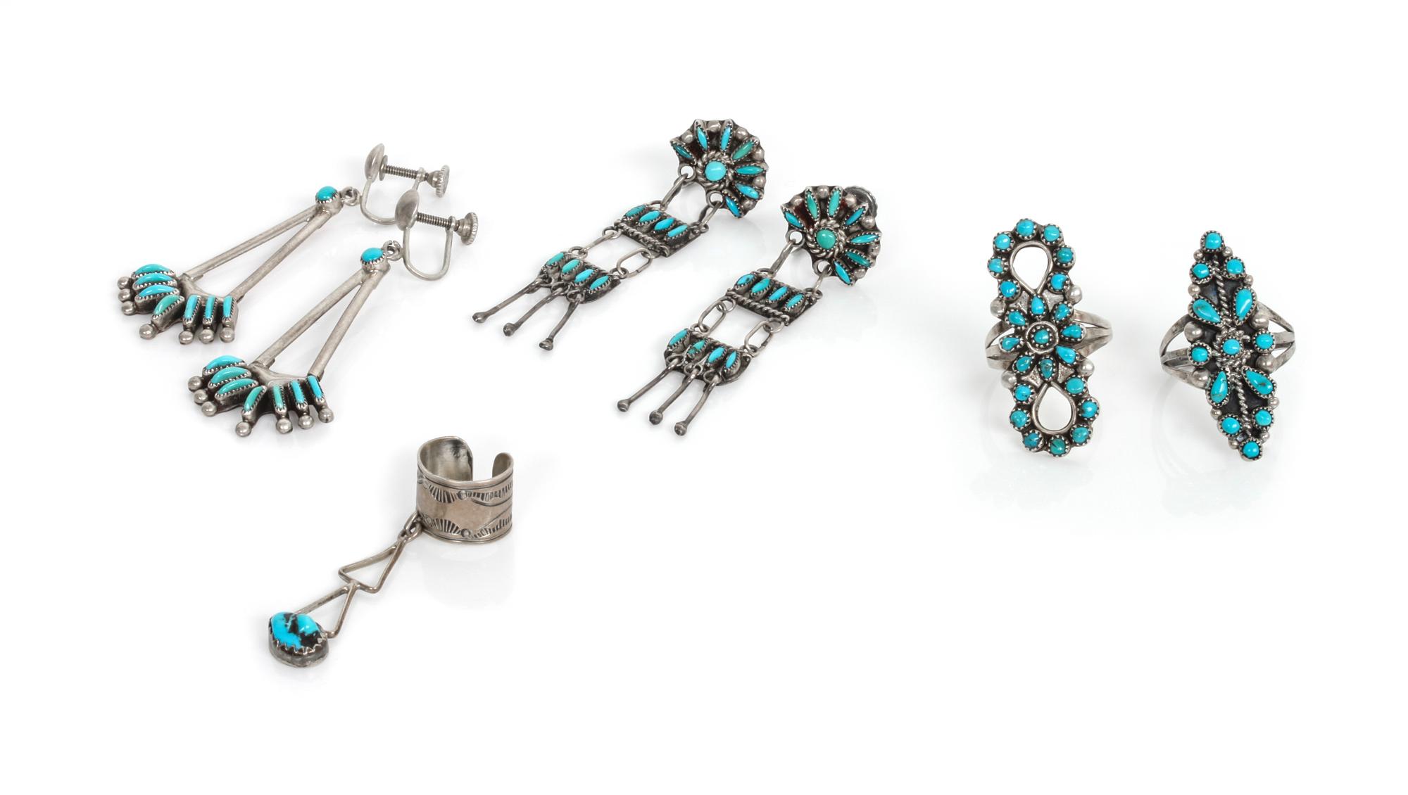 A Group of Zuni Petit Point Jewelry Items