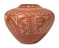 Redware Sgraffito Pottery Jar, with Corn and Kokopelli