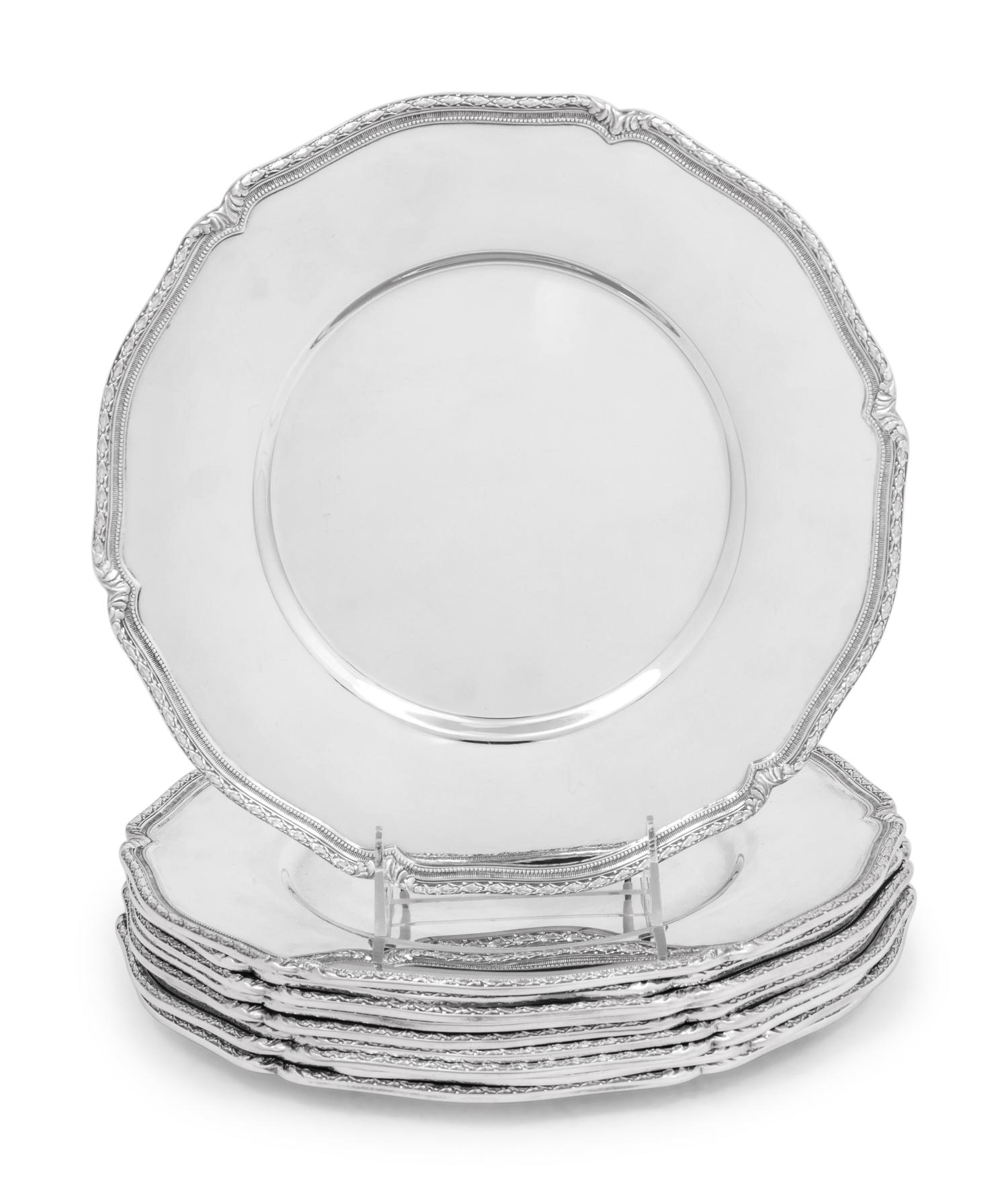 A Set of Ten German Silver Chargers