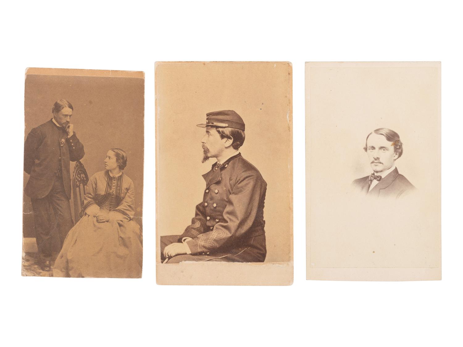 [CIVIL WAR]. A trio of CDV albums identified to the Heath, Higginson, and Shaw families of Massachusetts, highlighted by cartes de visite of Col. Robert Gould Shaw, 54th Massachusetts African American Infantry, his sisters, and other officers.