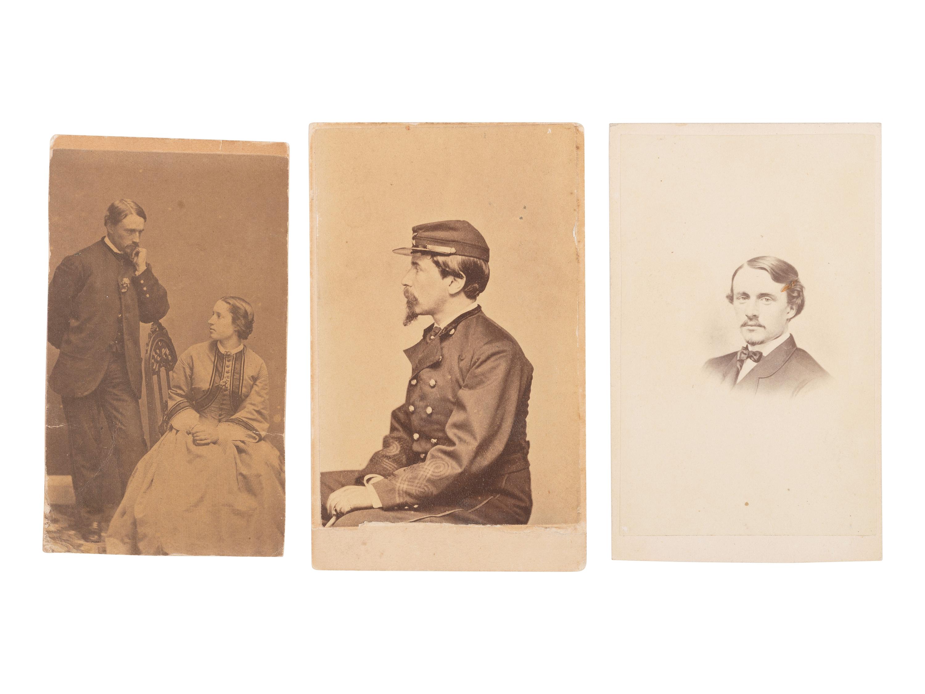 [CIVIL WAR]. A trio of CDV albums identified to the Heath, Higginson, and Shaw families of Massachusetts, highlighted by cartes de visite of Col. Robert Gould Shaw, 54th Massachusetts African American Infantry, his sisters, and other officers.