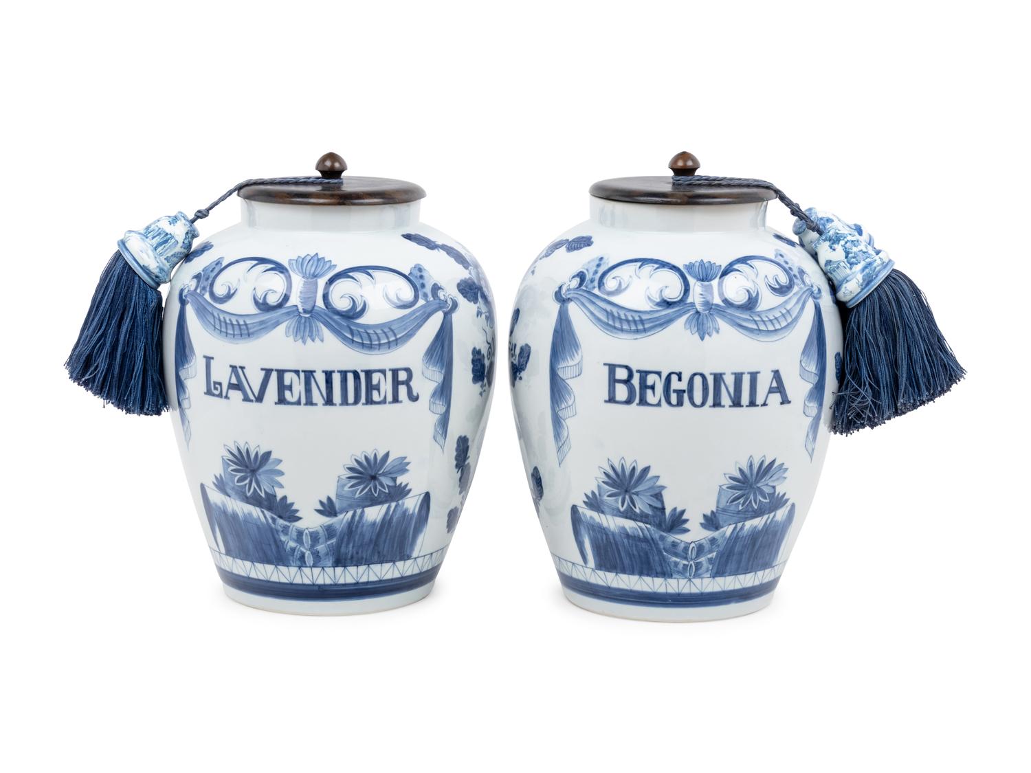 A Pair of Continental Faïence Apothecary Jars