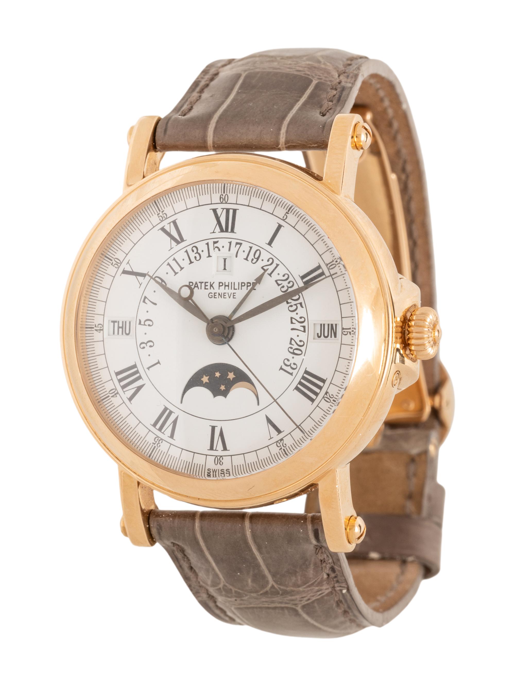 PATEK PHILIPPE, REF. 5059R 18K ROSE GOLD OFFICER'S CASE PERPETUAL CALENDAR, MOONPHASE WATCH, BOX & PAPERS