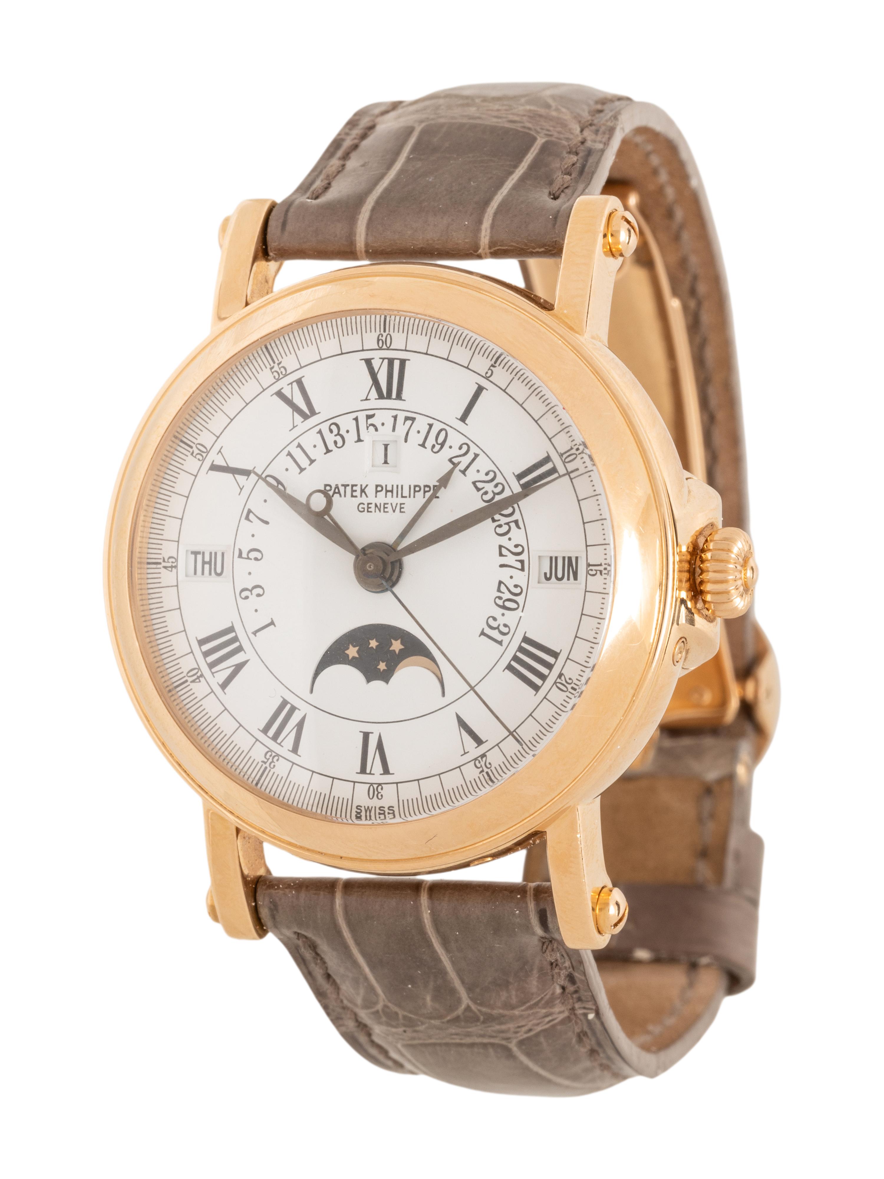 PATEK PHILIPPE, REF. 5059R 18K ROSE GOLD OFFICER'S CASE PERPETUAL CALENDAR, MOONPHASE WATCH, BOX & PAPERS