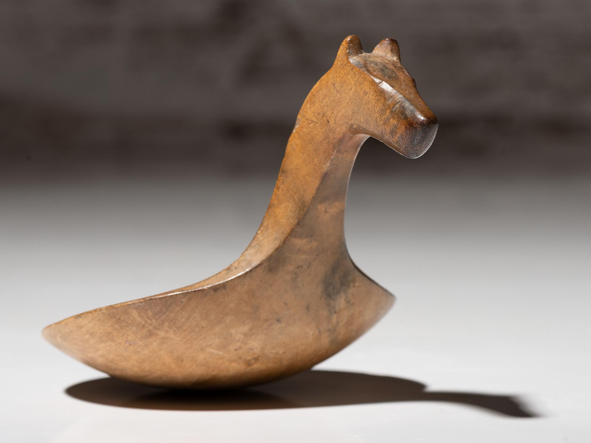 Meskwaki Carved Maple Figural Ladle, Horse