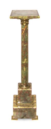 A Continental Gilt Metal Mounted Onyx Pedestal, Height 41 3/4 inches.