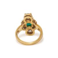 YELLOW GOLD, EMERALD, AND DIAMOND RING