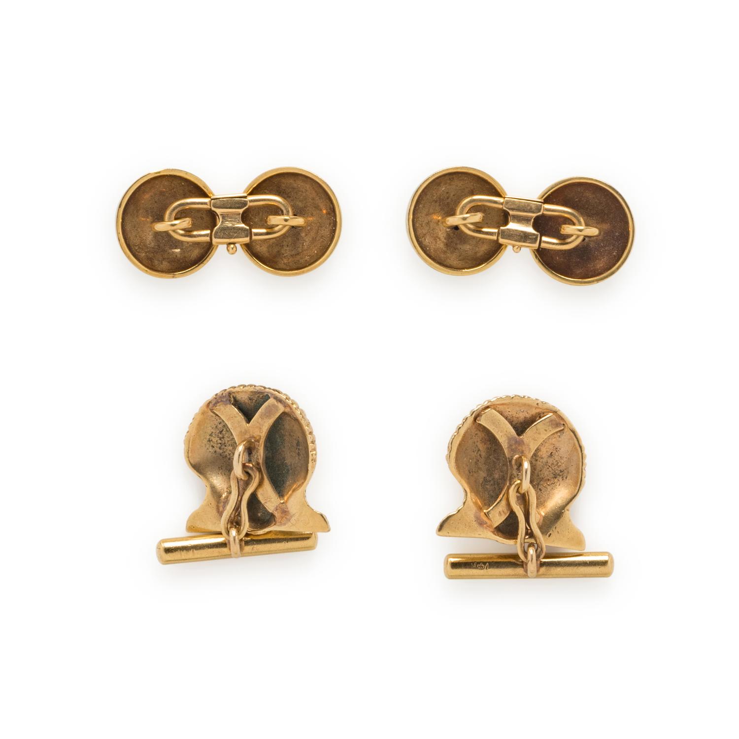 COLLECTION OF YELLOW GOLD CUFFLINKS