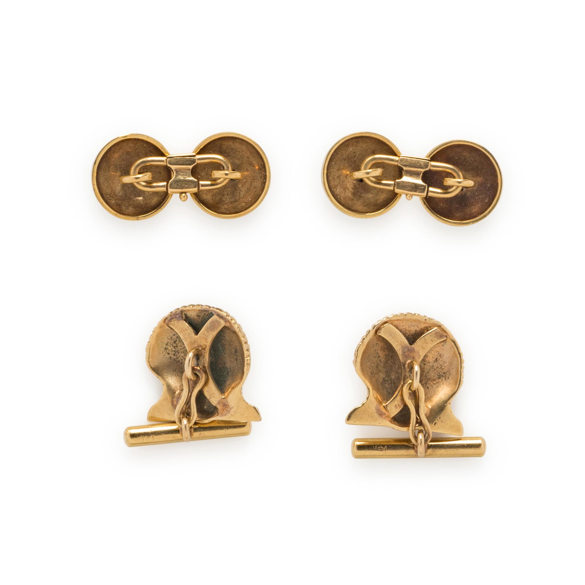 COLLECTION OF YELLOW GOLD CUFFLINKS