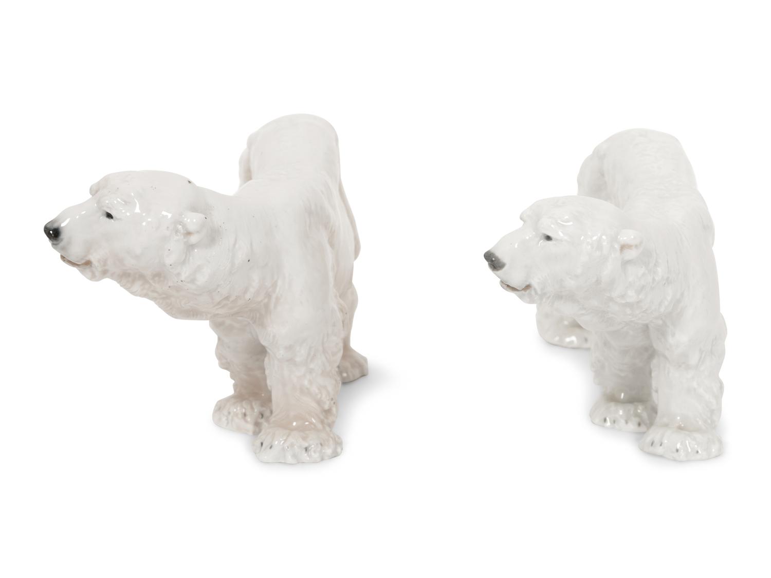 A Pair of Meissen Porcelain Polar Bears by Otto Jarl