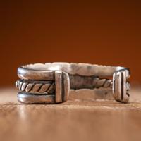 Navajo Stamped Silver and Turquoise Cuff Bracelet