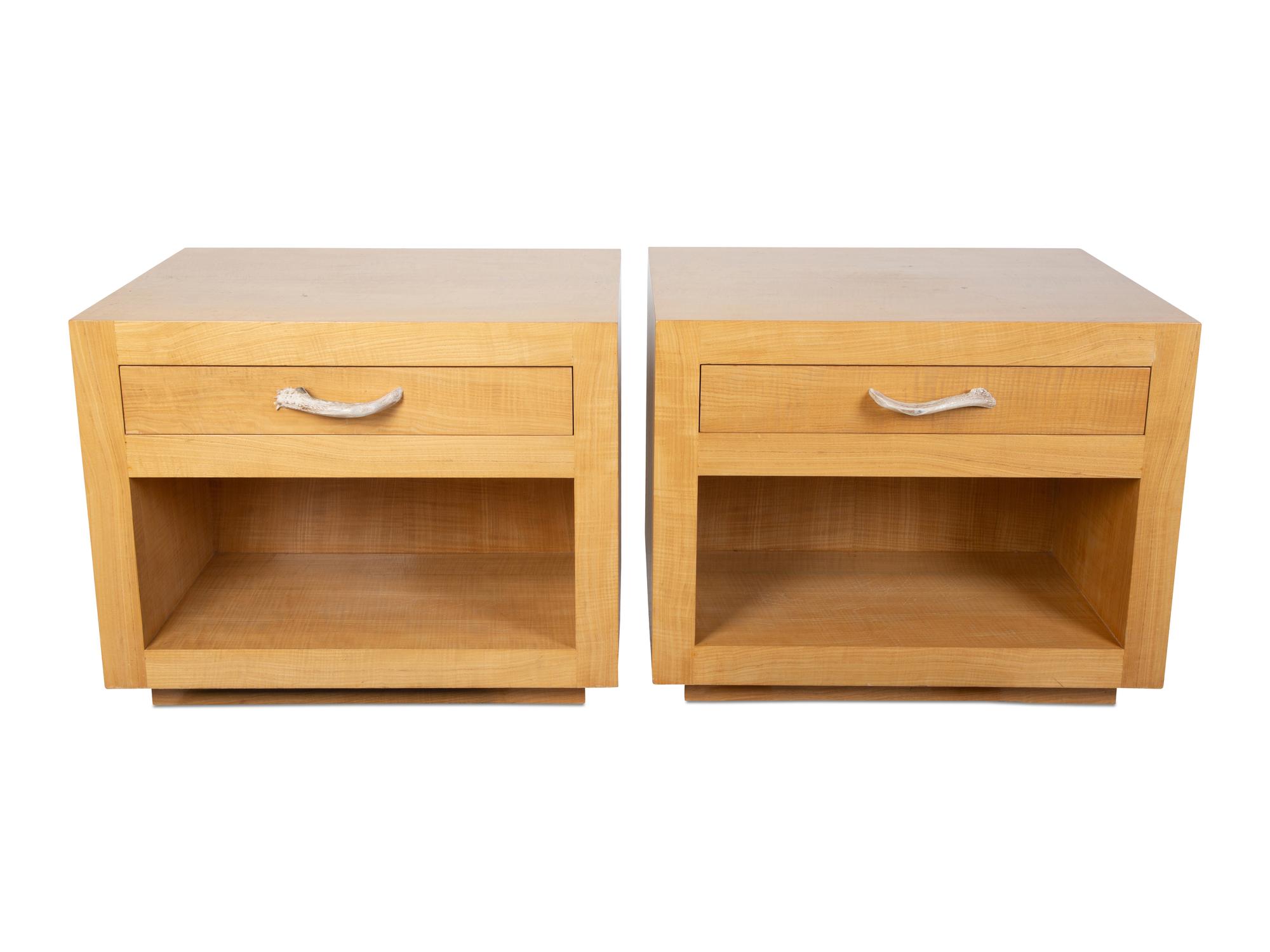 Pair of American Maple and Horn Nightstands — 20TH CENTURY
