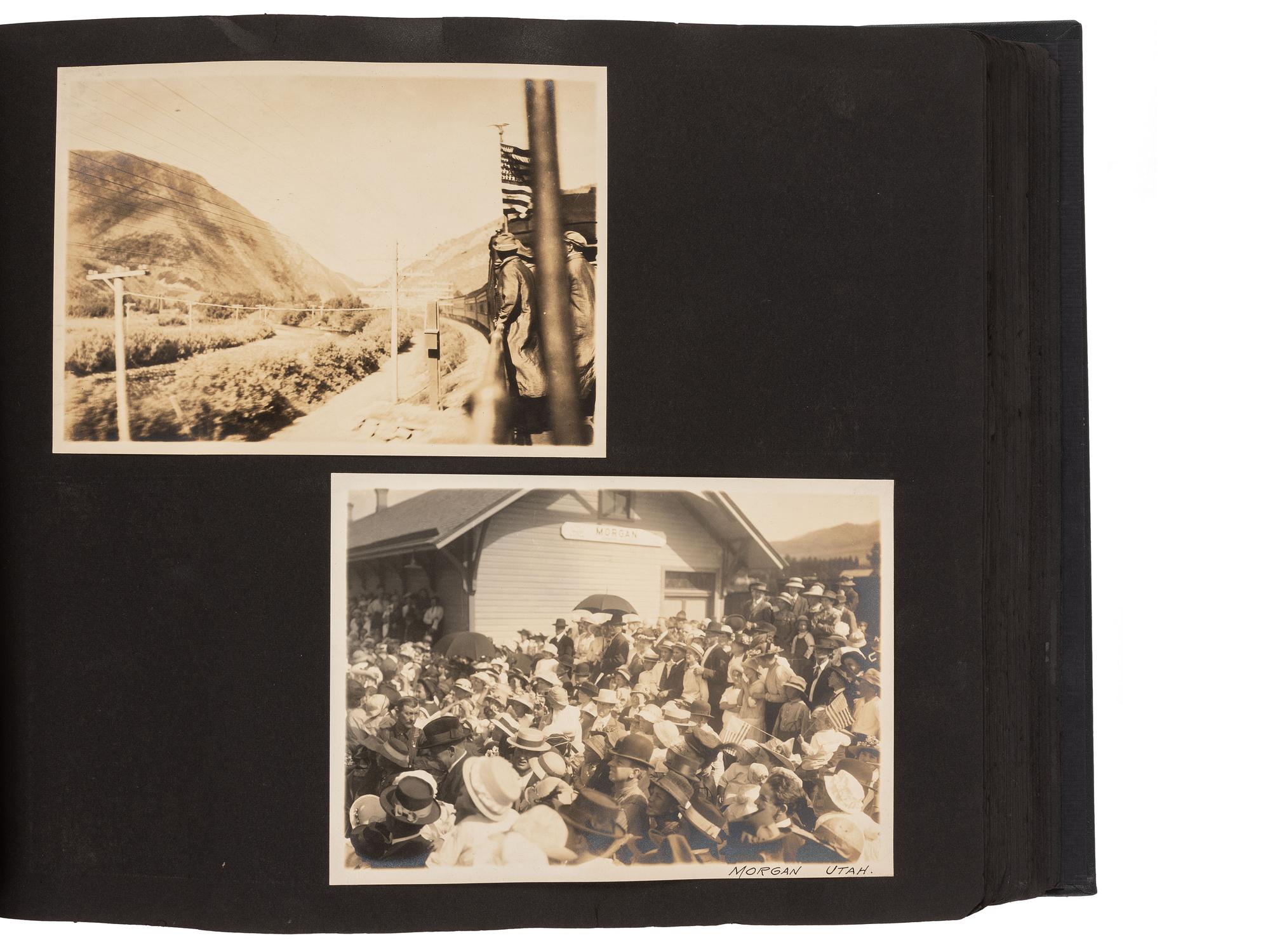 Americana Album containing approx. 350 photographs documenting the journey of the Liberty Bell from Philadelphia to San Francisco for the Panama-Pacific Exposition. 1915.