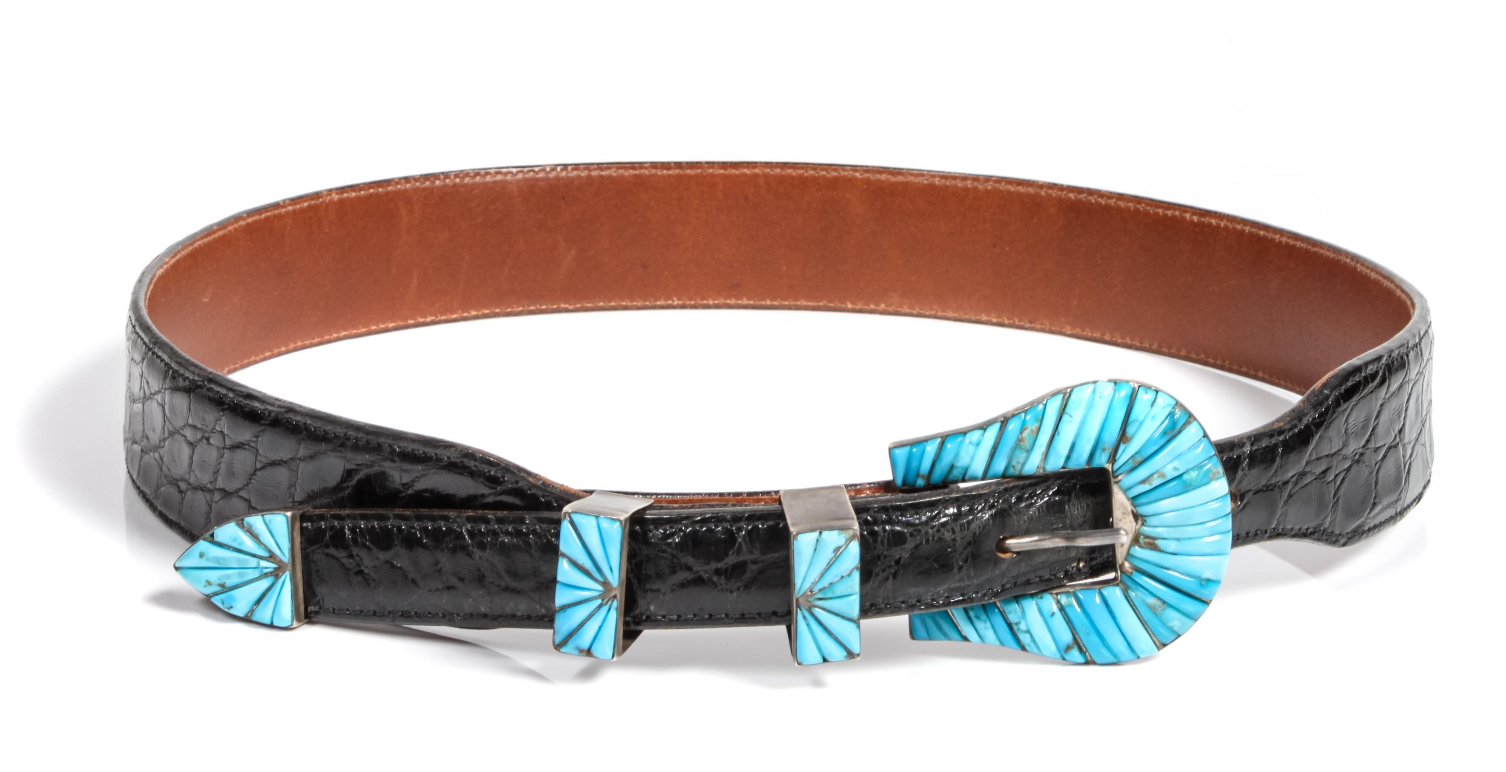 Zuni Inlay Ranger Set Buckle: 2 x 1 3/4 inches with 3/4 opening — Circa 1950