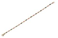 A 14 Karat Yellow Gold, Sapphire and Ruby Bracelet,
