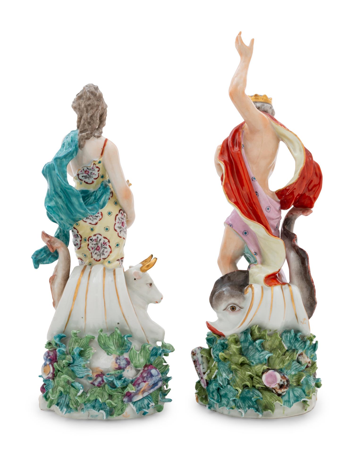 A Pair of Continental Porcelain Figures of Neptune and Europa