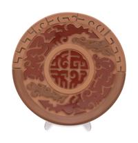 Carved Red and Sienna Pottery Plate