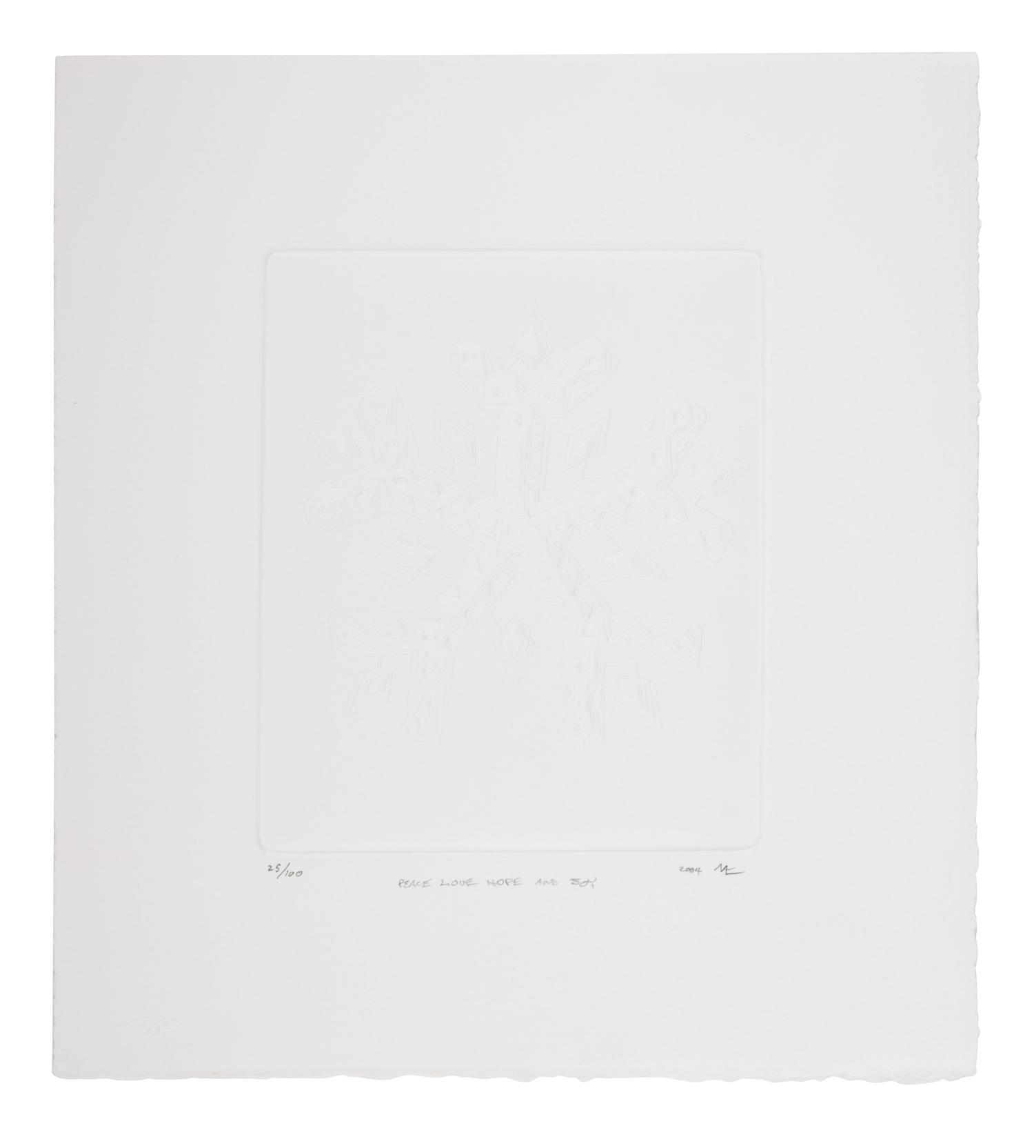 A group of three prints (Untitled; Untitled, 2008; December Tree 2003; Peace Love Hope and Joy, 2004)