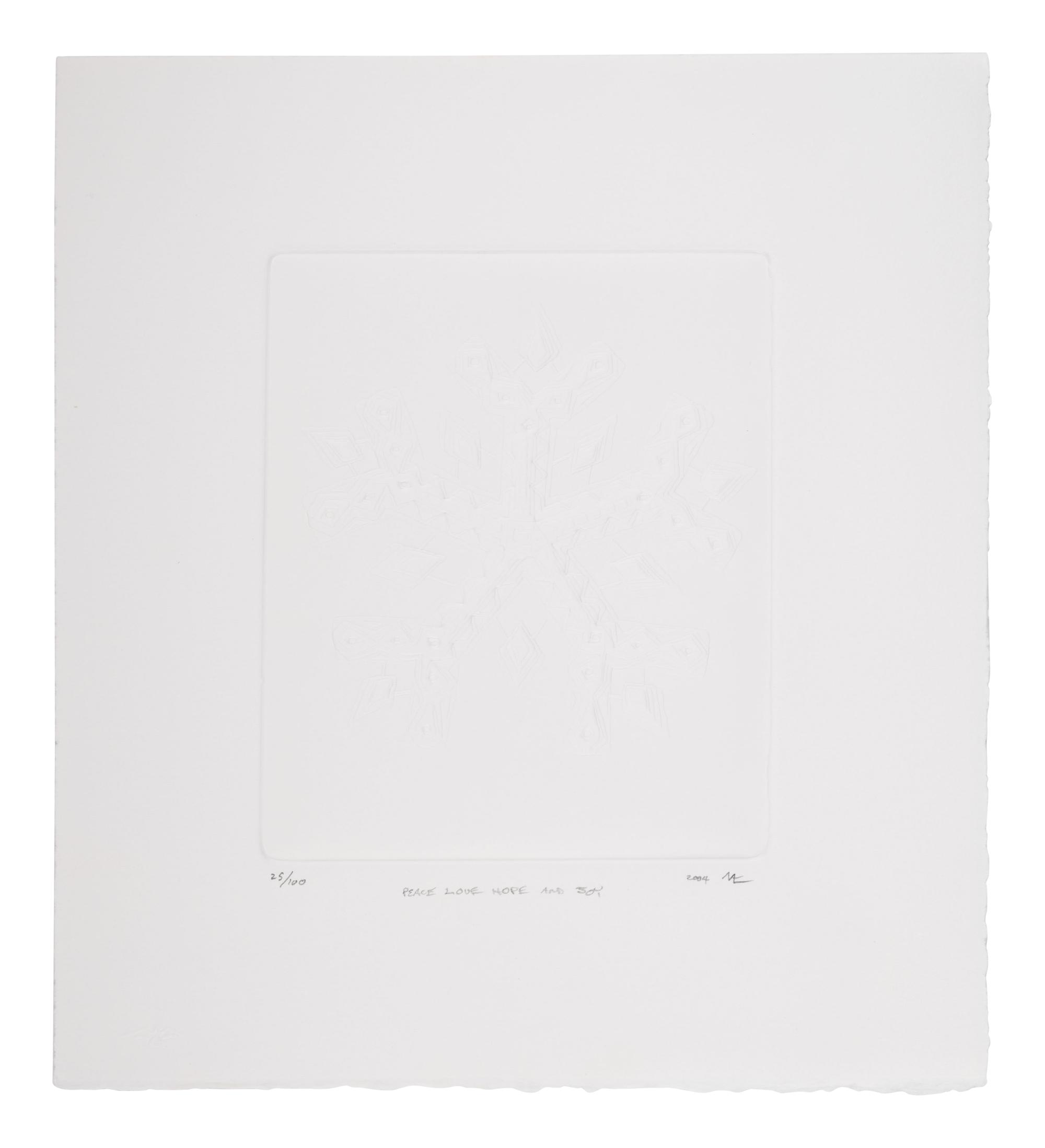 A group of three prints (Untitled; Untitled, 2008; December Tree 2003; Peace Love Hope and Joy, 2004)