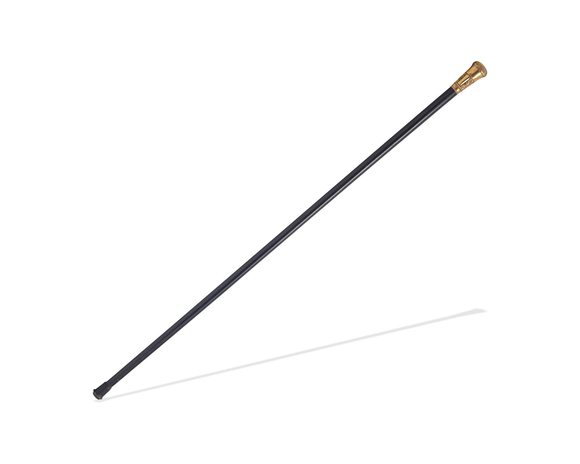 A Gold-Mounted and Ebonized Wood Walking Stick Associated With Thaddeus Stevens (1792-1868)