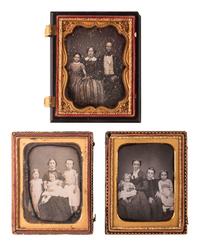[EARLY PHOTOGRAPHY]. 11 quarter plate daguerreotypes of family pairs and groups.