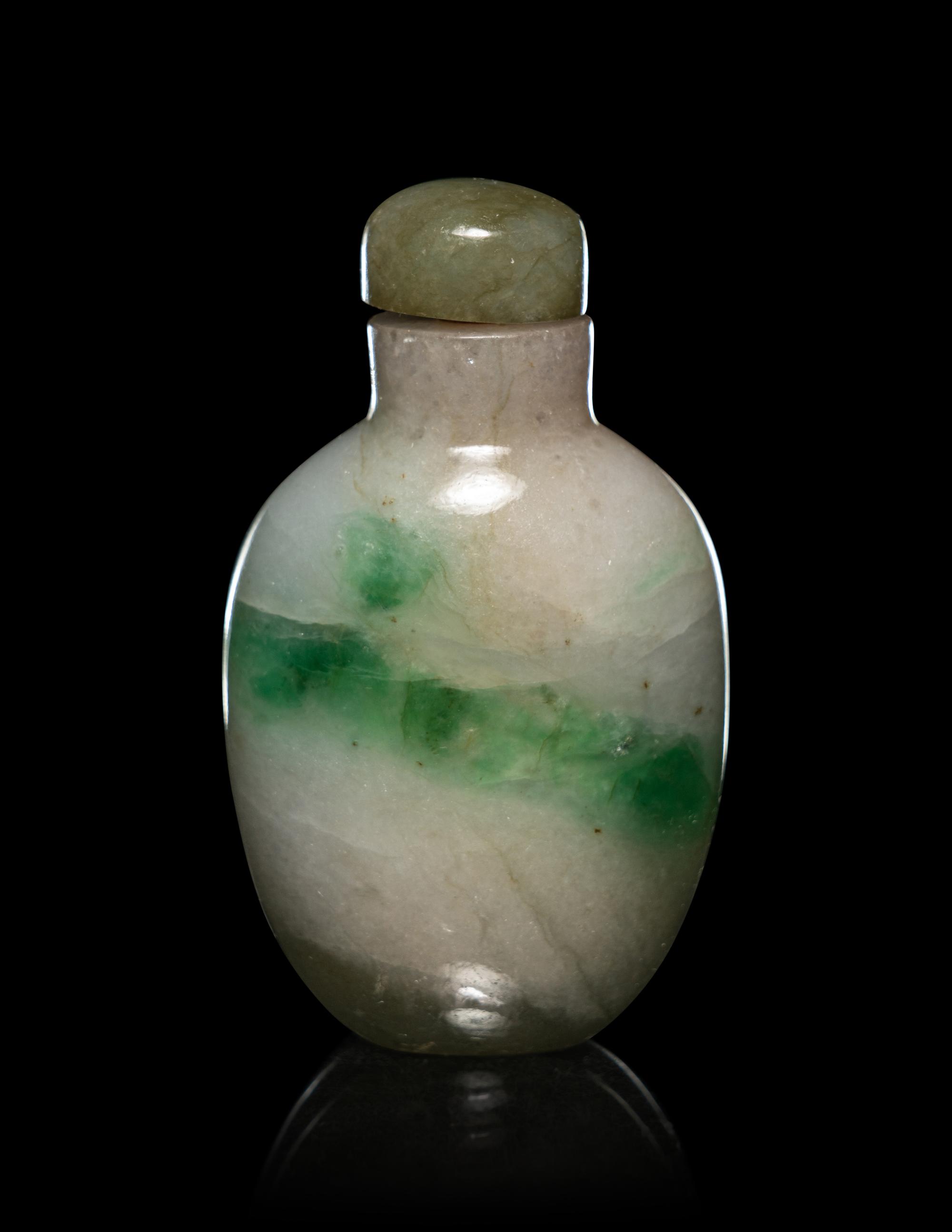 Two Green Jadeite Snuff Bottles