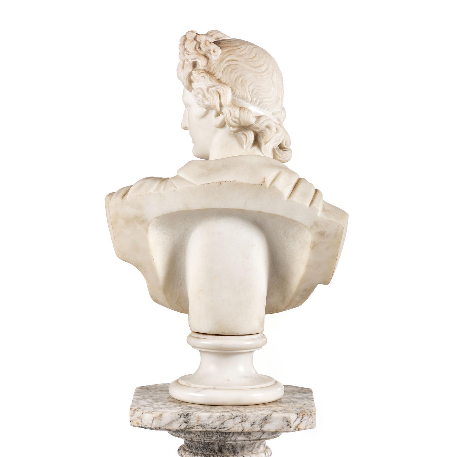A Continental Marble Bust of Apollo