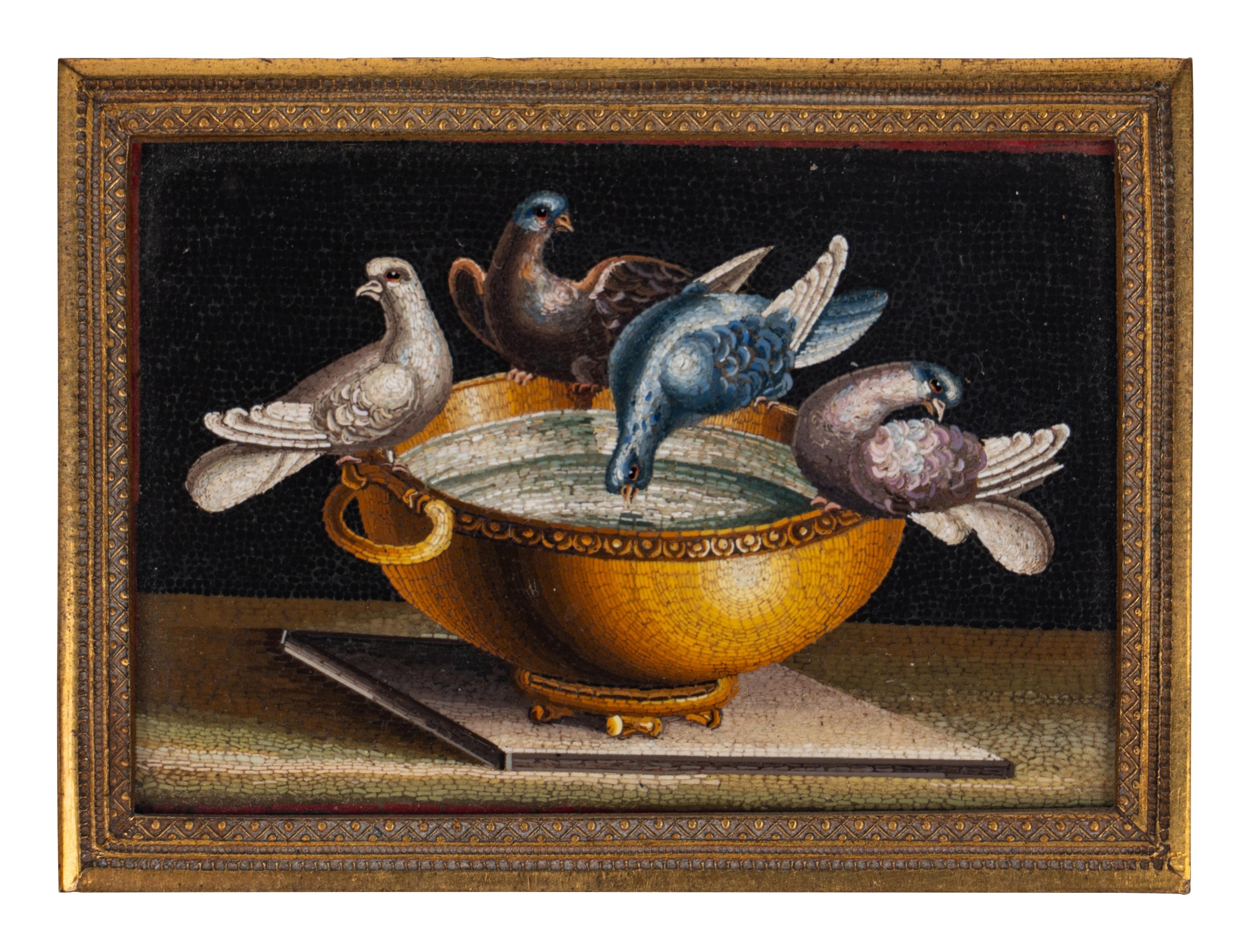 An Italian Micromosaic Plaque of the Doves of Pliny