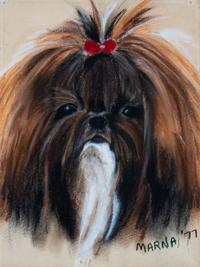 Three Works of Art depicting Shih Tzus Largest: 11 3/4 x 16 1/4 inches.