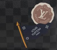 Louis Vuitton Limited Edition Keepall Bandoulière 45 in Damier Graphite Coated Canvas with Printed Travel "Stickers", LV League, Fall Winter 2017