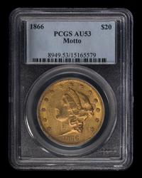 A United States 1866 Liberty Head: Motto $20 Gold Coin