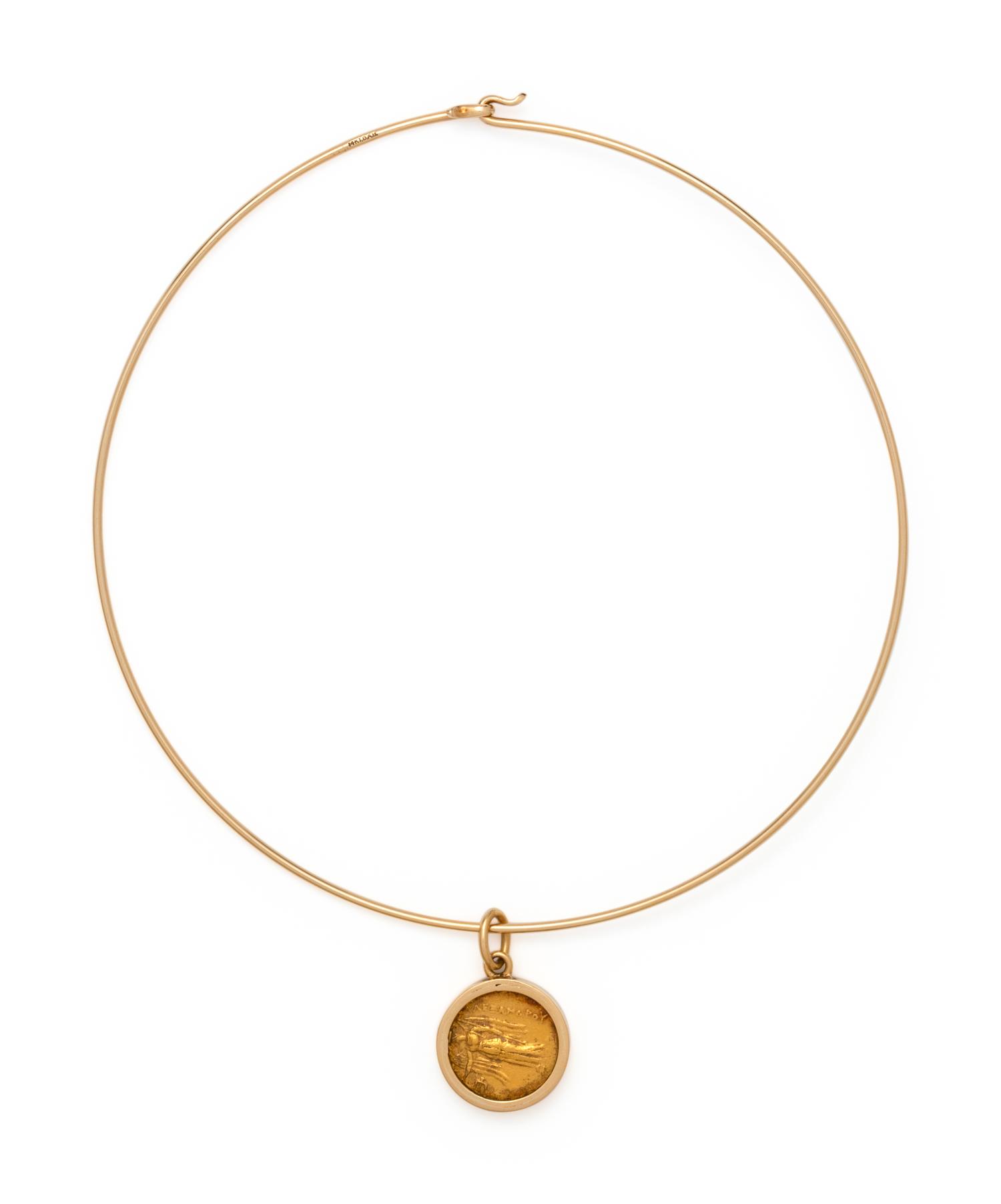 YELLOW GOLD AND COIN COLLAR NECKLACE