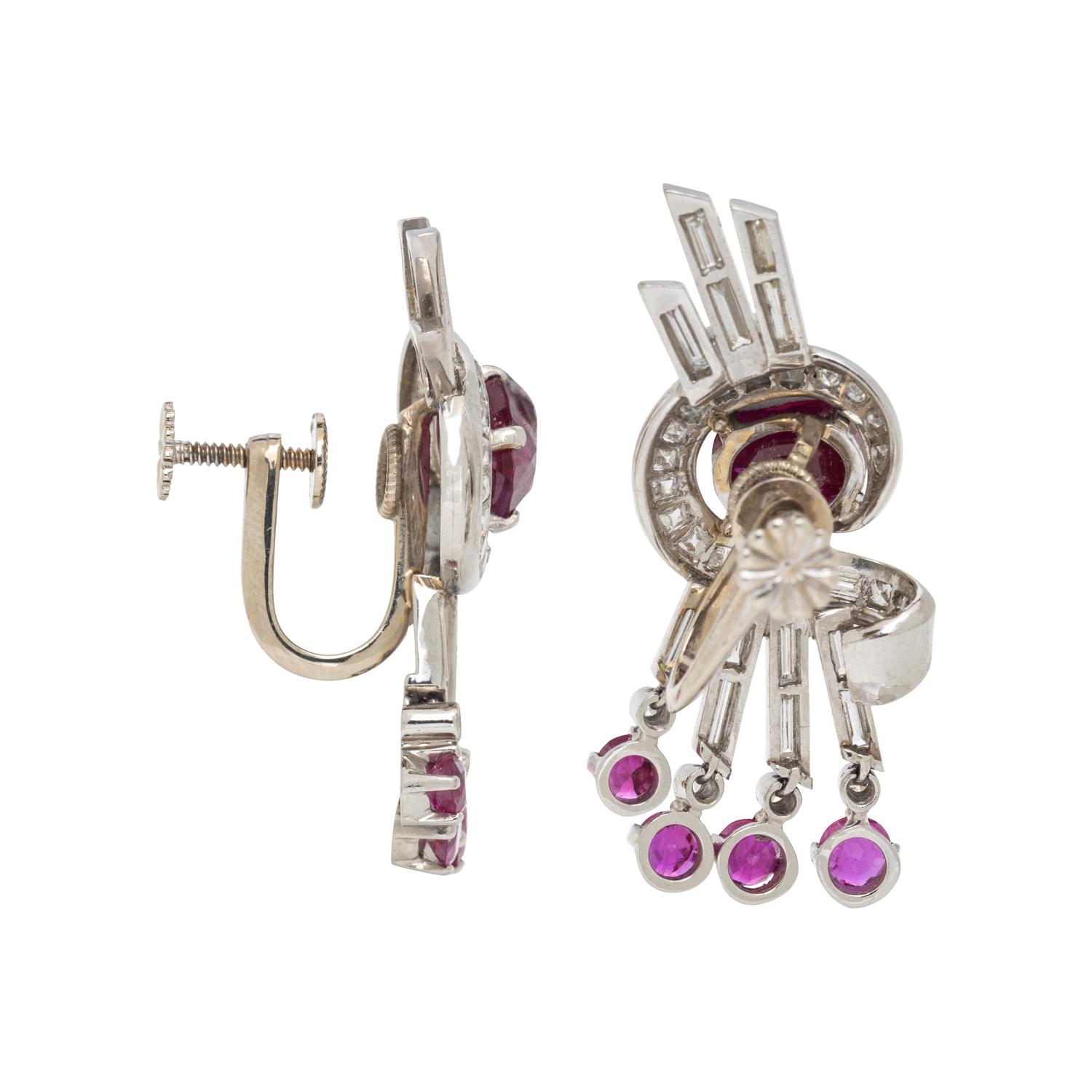 RUBY AND DIAMOND EARCLIPS
