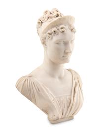 A French Carved Marble Bust of Elisa Bonaparte