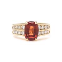 ORANGE GARNET AND DIAMOND RING