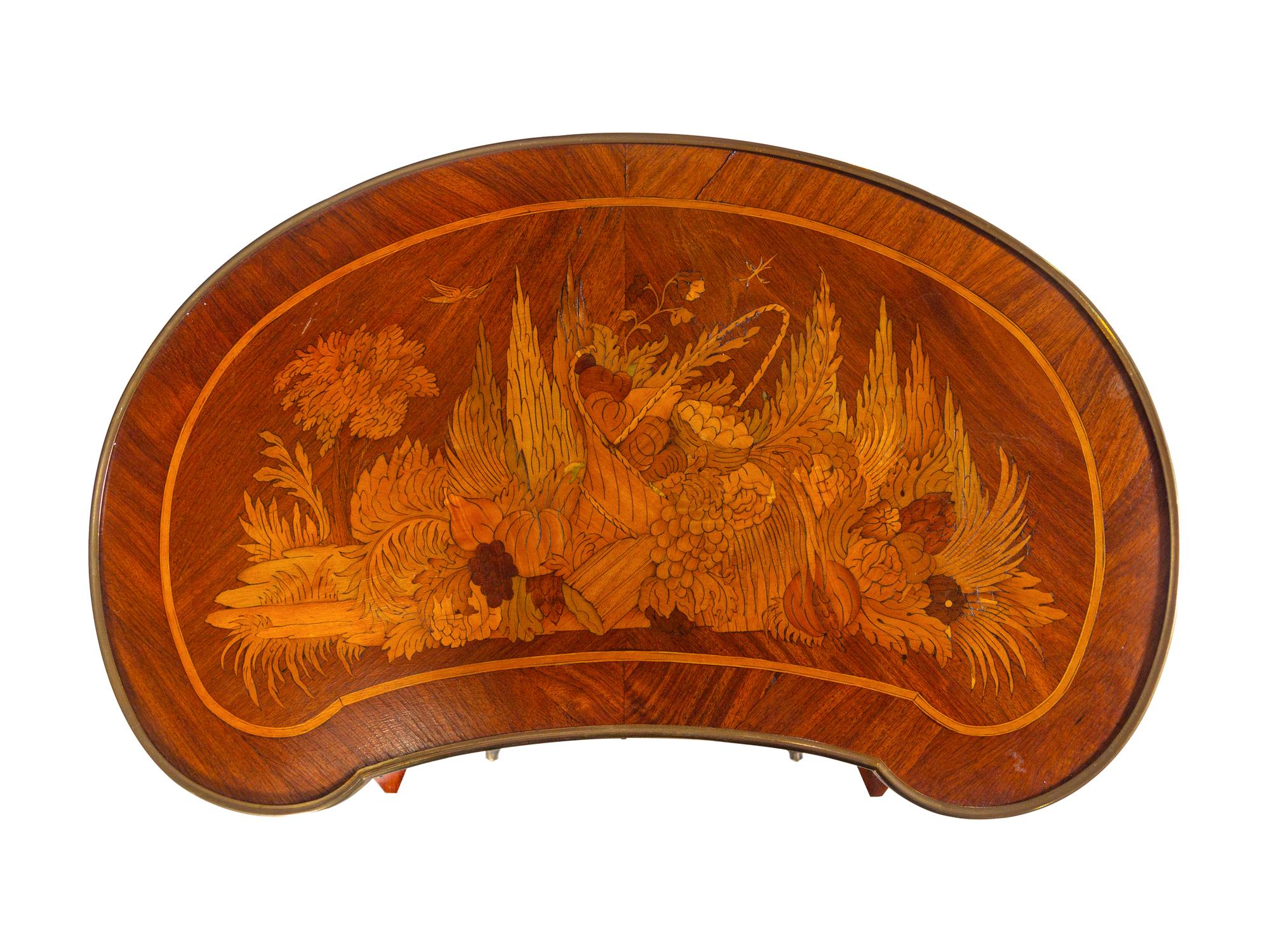 A Louis XV Style Gilt Bronze Mounted Kingwood and Marquetry Side Table