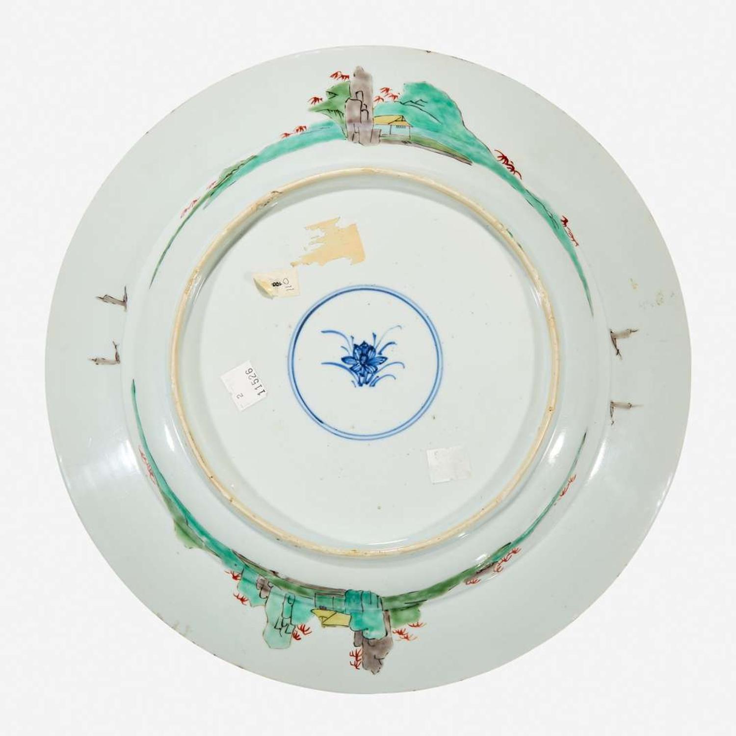 A Chinese famille verte-decorated porcelain "Waterfowl" dish Kangxi period