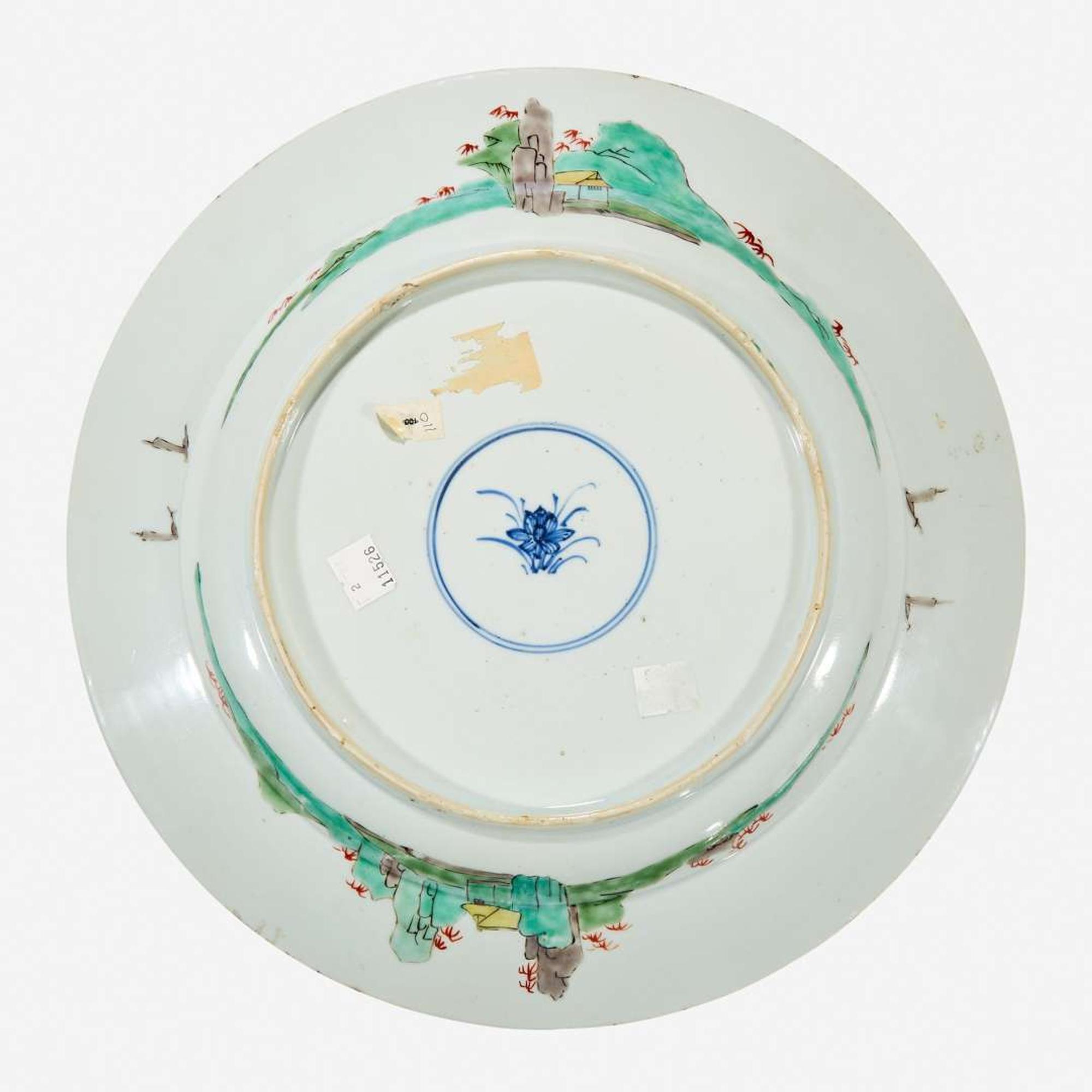 A Chinese famille verte-decorated porcelain "Waterfowl" dish Kangxi period