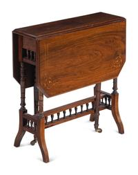 An English Rosewood and Marquetry Drop-Leaf Table