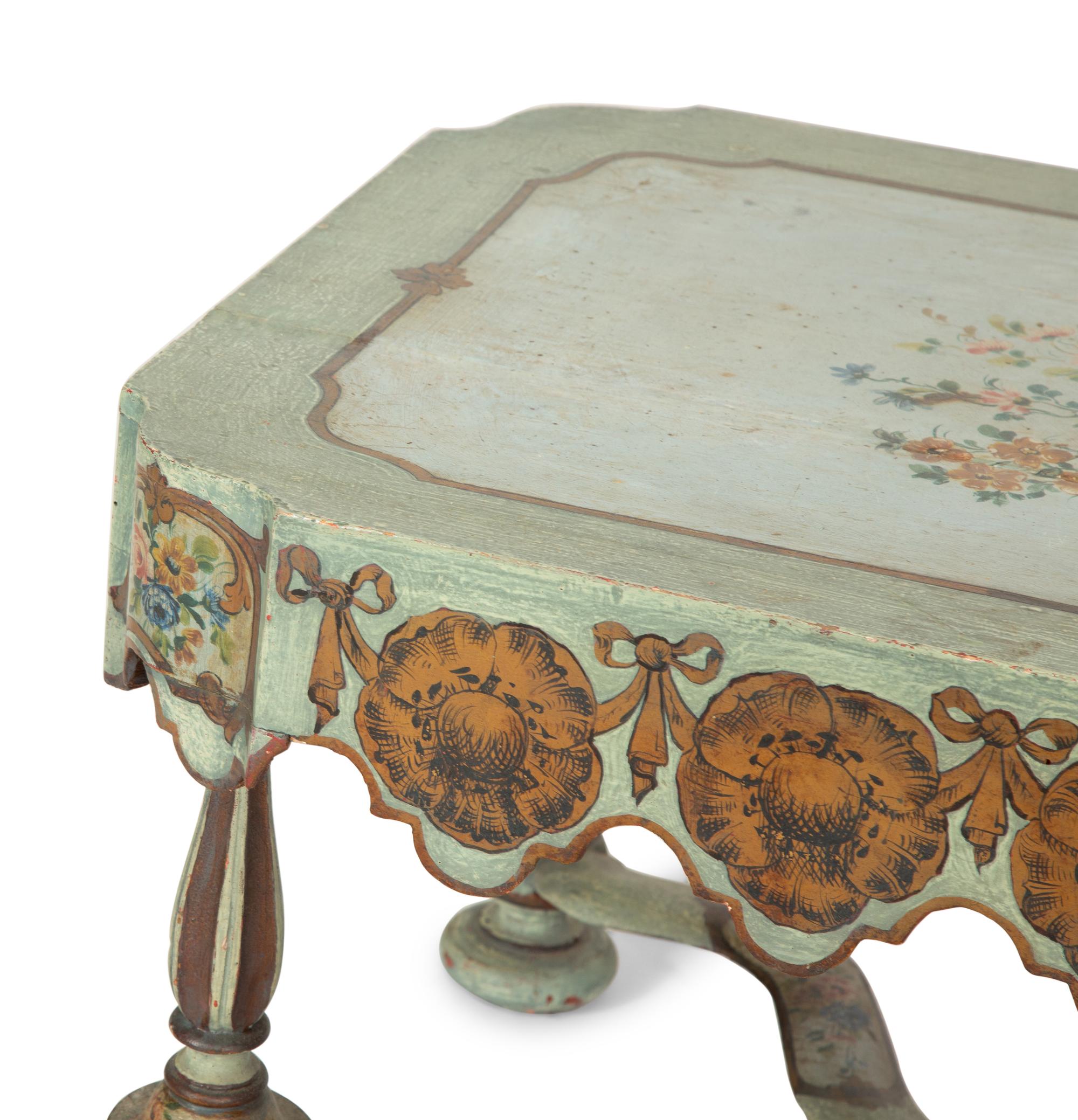 An Italian Painted and Parcel Gilt Low Table