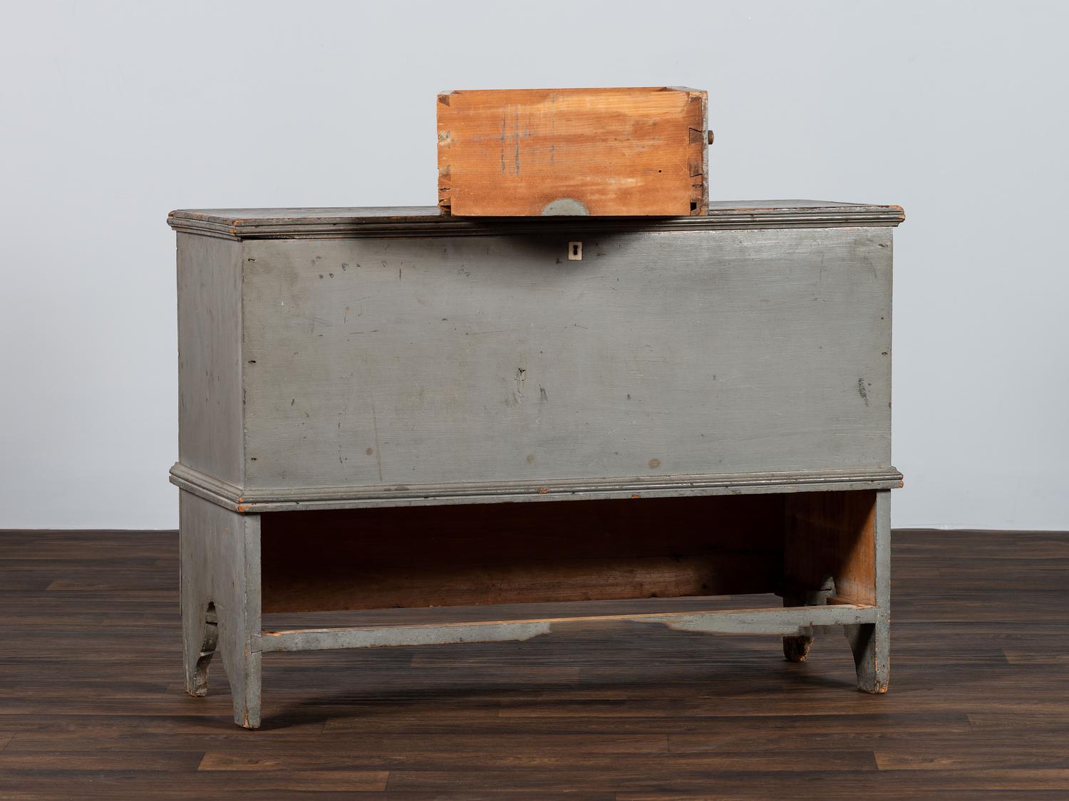 A Queen Anne Gray Painted One-Drawer Blanket Chest