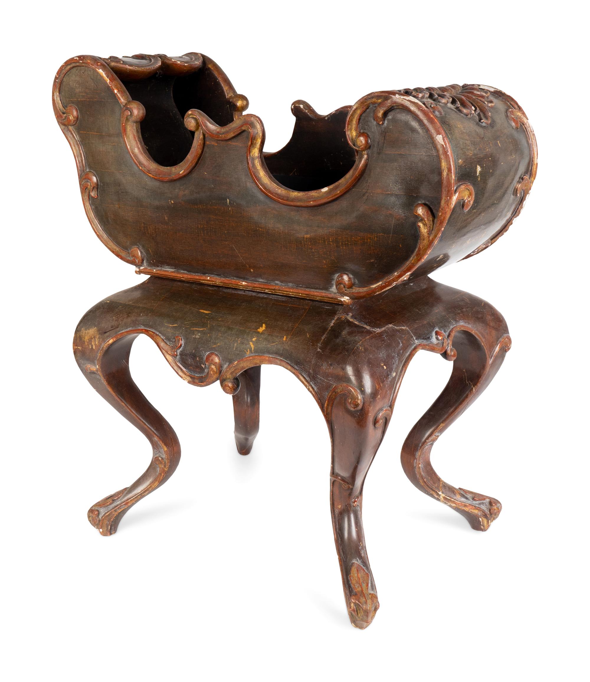 A Rococo Style Painted Sleigh-Form Jardiniere