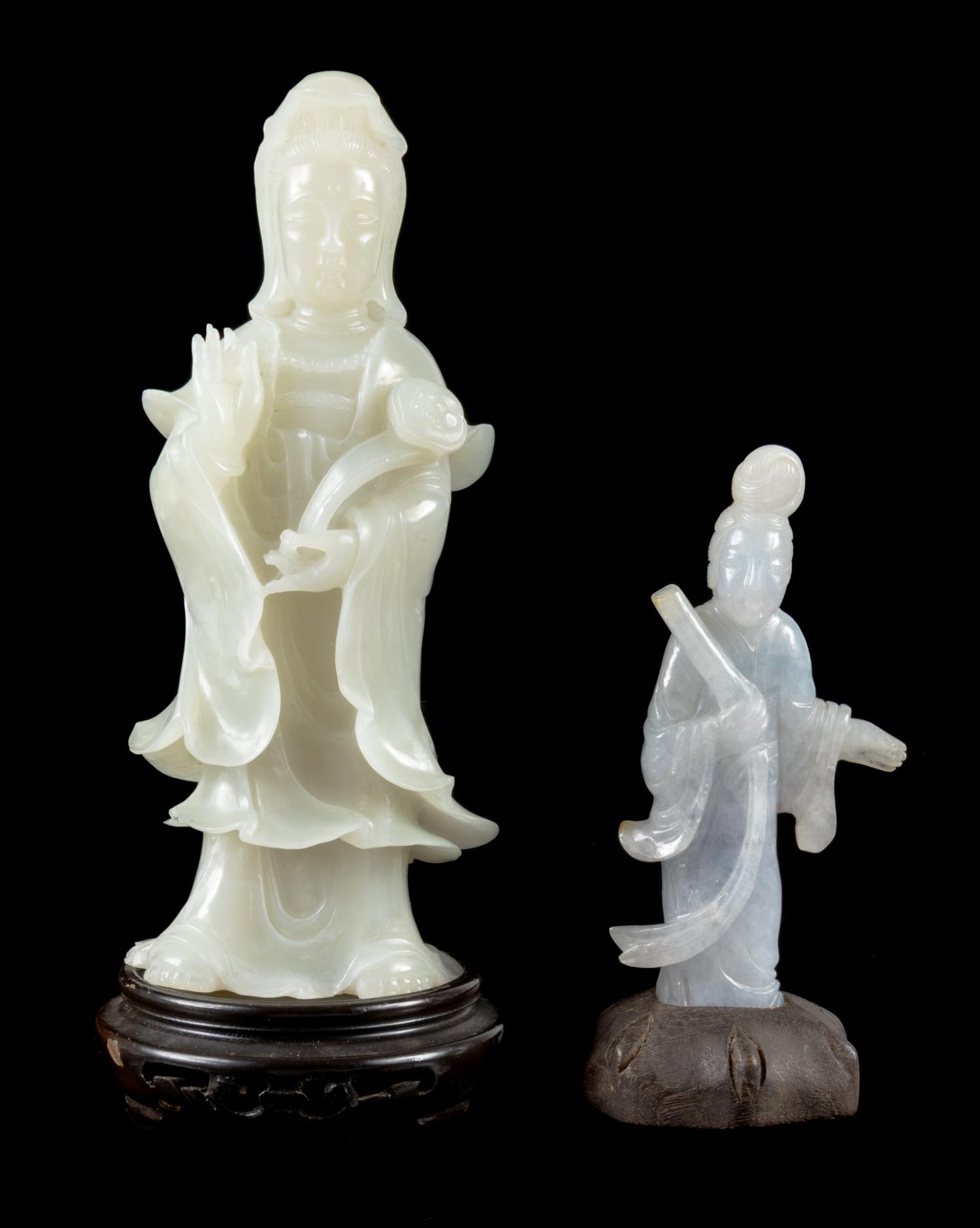 Two Hardstone Figures of Guanyin Height of larger 6 3/4 inches. — LATE 19TH-20TH CENTURY
